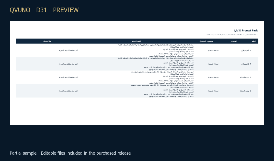 Prompt Pack للادارة