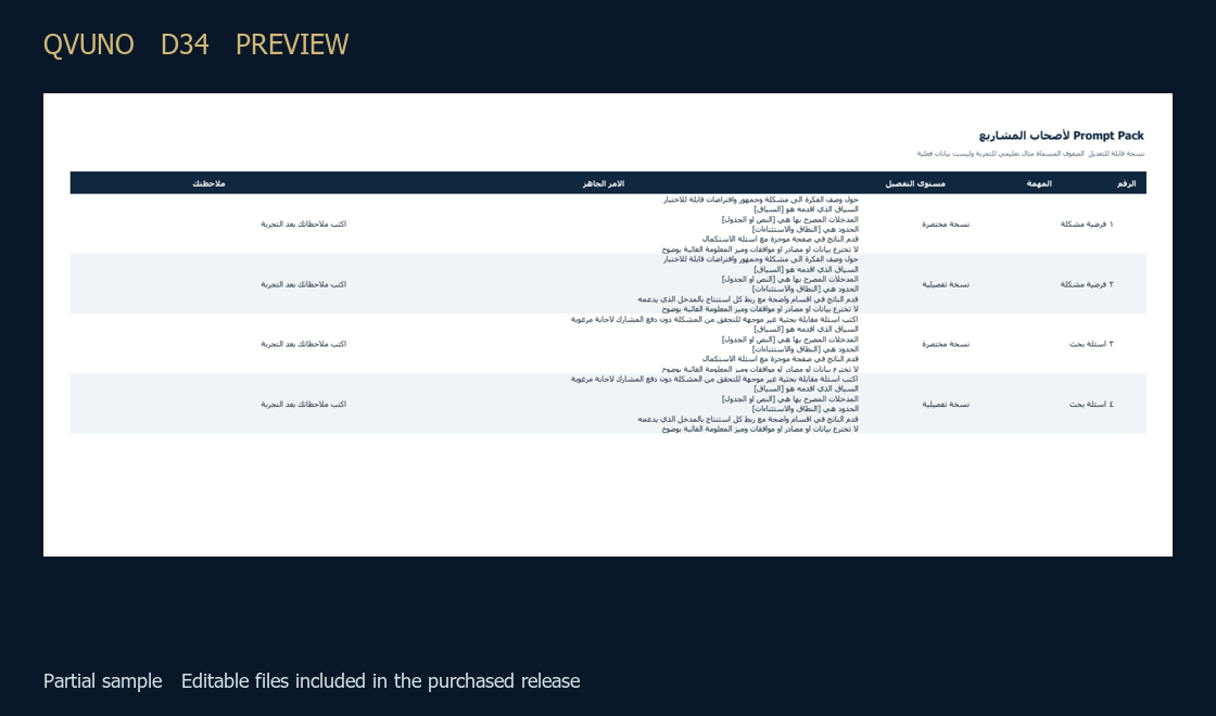 Prompt Pack لاصحاب المشاريع
